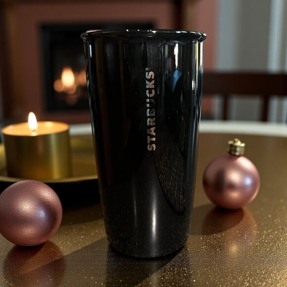 Starbucks 2015 Black Ceramic Swarovski Crystal Tumbler 12oz • Rare Lmtd Edt. NWT - Picture 5 of 9